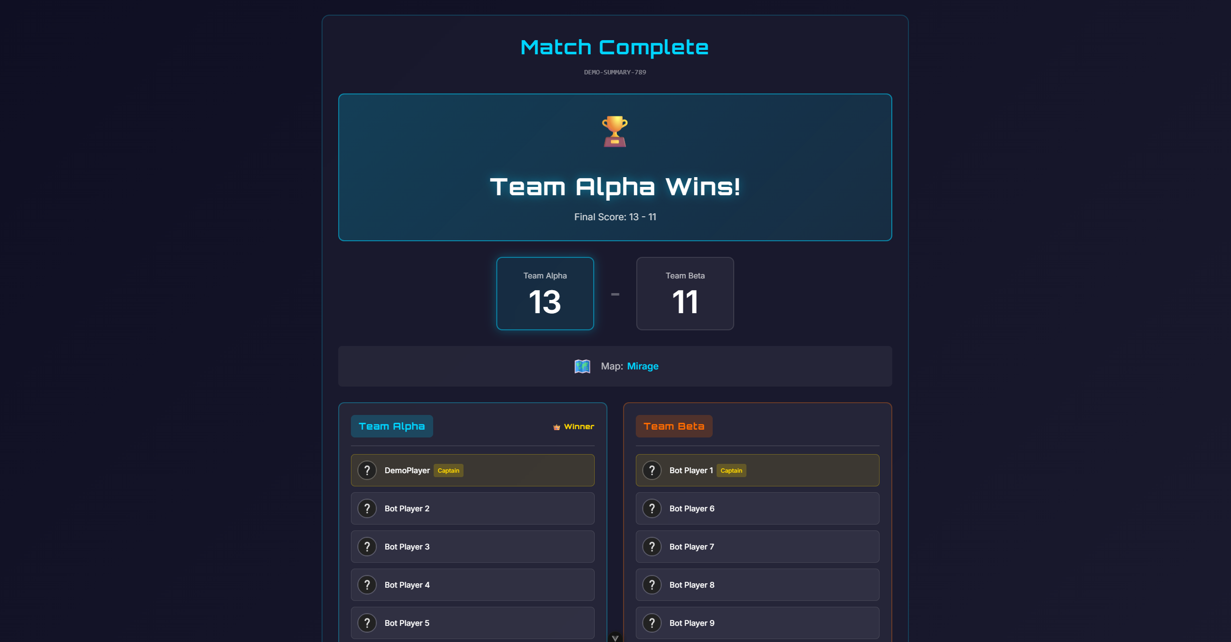 Live Match Screenshot